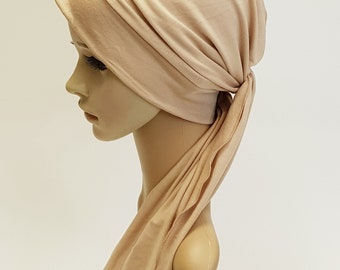 Chemo head wear, turban with ties, chemo turban, bad hair day scarf, women's head scarf, viscose jersey headscarf, chemo cap