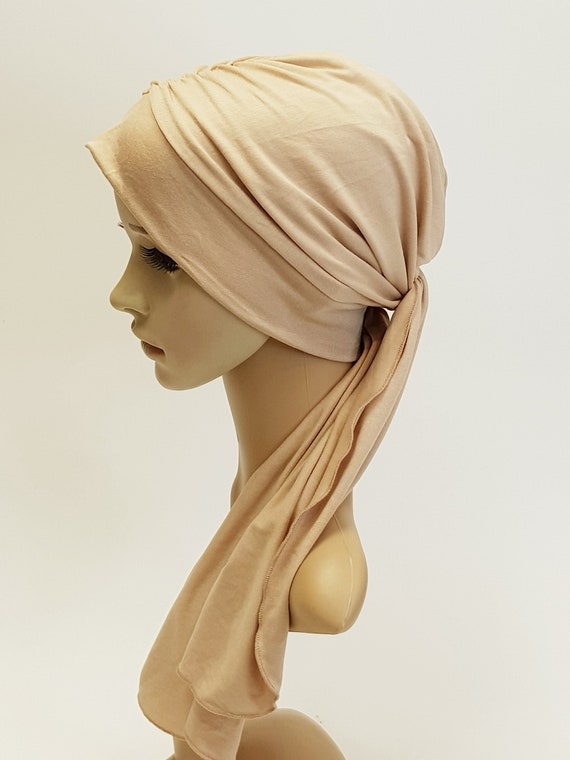 Couvre-chef chimio, turban avec attaches, turban chimio, écharpe bad hair  day, foulard femme, foulard jersey viscose, bonnet chimio -  France