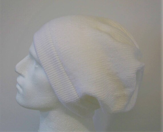White Men Beanie Slouchy Beanie White 