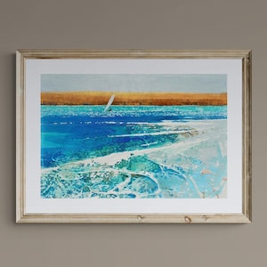 Cornwall Prints of Daymer Bay Windsurfer Camel Estuary Wall Art Decor Blue Coastal Print Size 10x15 Inch Print of Painting Breezy Summer Day