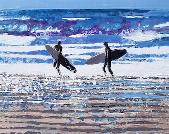 Waves Wall Art, Waves Artwork, Waves Print, Wave Art, Surfers, Surf Decor "Roar and Crash of the Shore" by Melanie McDonald
