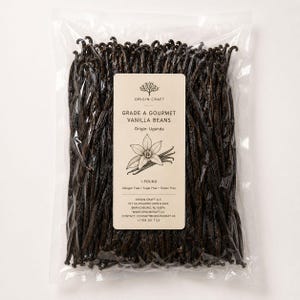 Grade A Vanilla Beans, Extra Long and Moist, 17cm-20cm | Bulk Whole Gourmet Vanilla Pods for Baking & Extract, Single Origin Uganda
