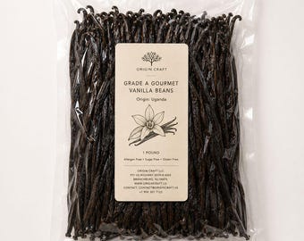 Grade A Vanilla Beans, Extra Long and Moist, 17cm-20cm | Bulk Whole Gourmet Vanilla Pods for Baking & Extract, Single Origin Uganda