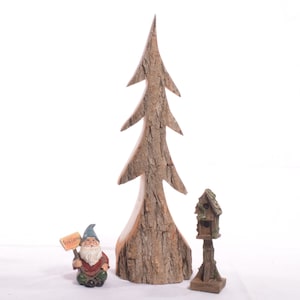 Natural Log Tree with Bark, Rustic Carved Log Tree, Wooden Carved Tree