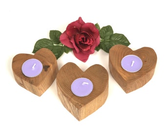 Rustic Wood Heart Tea Light Holder, Handmade Farmhouse Decor