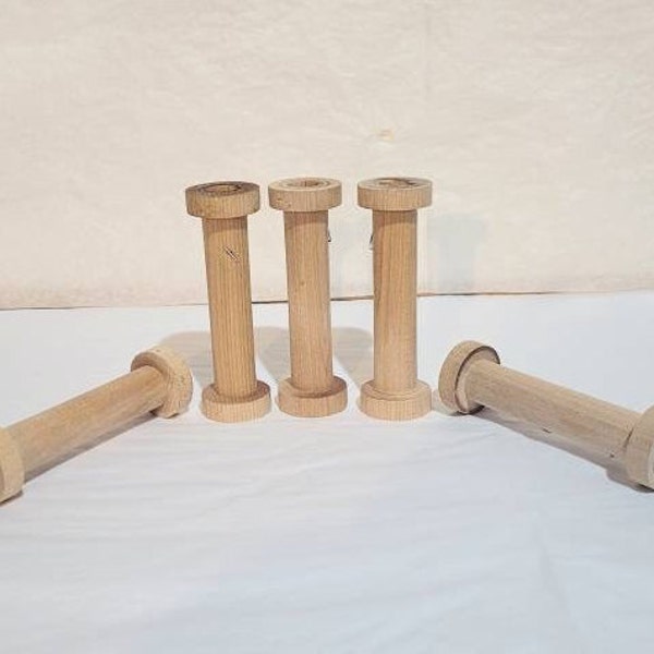 Wooden Spools, Unfinished 4 inch wooden spools, Set of 6 or 12 spools, Fits 3 inch ribbon