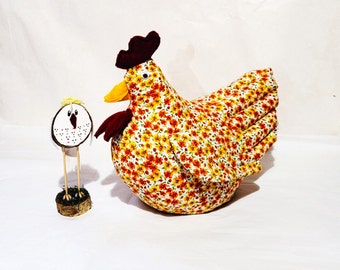 Calico Chicken Doorstop, Rustic Country Chicken, Ozark Chicken Doorstop