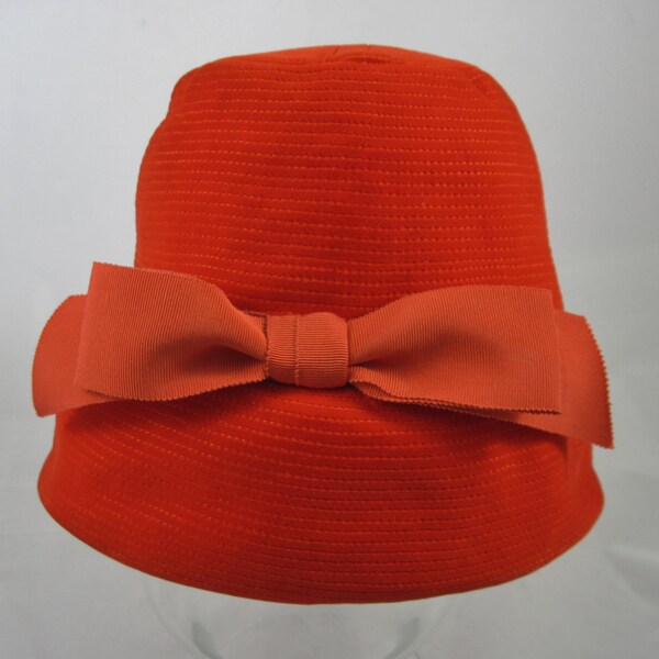 Designer Hat by Gladys and Belle of New York, Red Orange Velvet Elegant 1960's Vintage