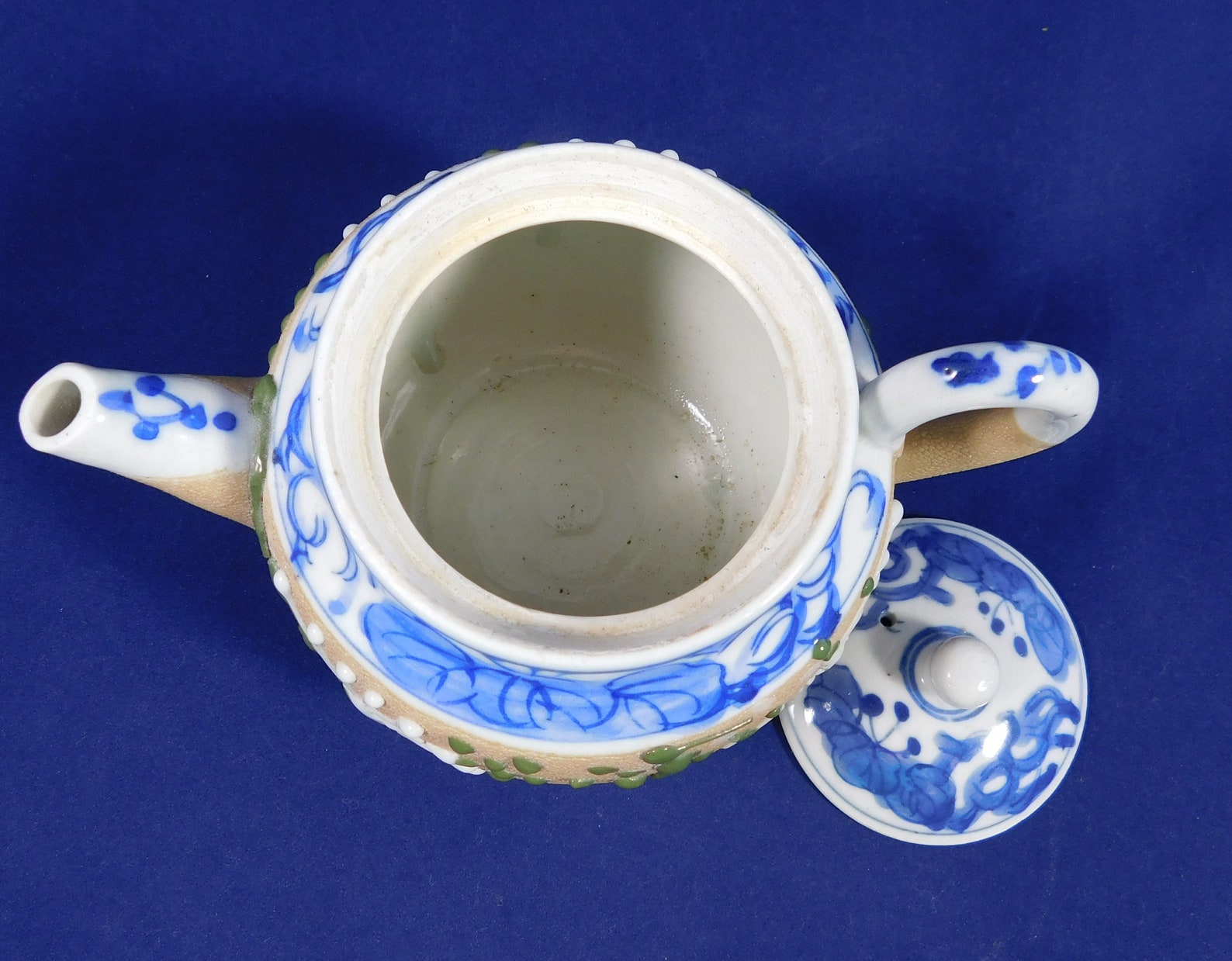 Vintage Japanese Banko Teapot Leaf Basket Raised Enamel Etsy