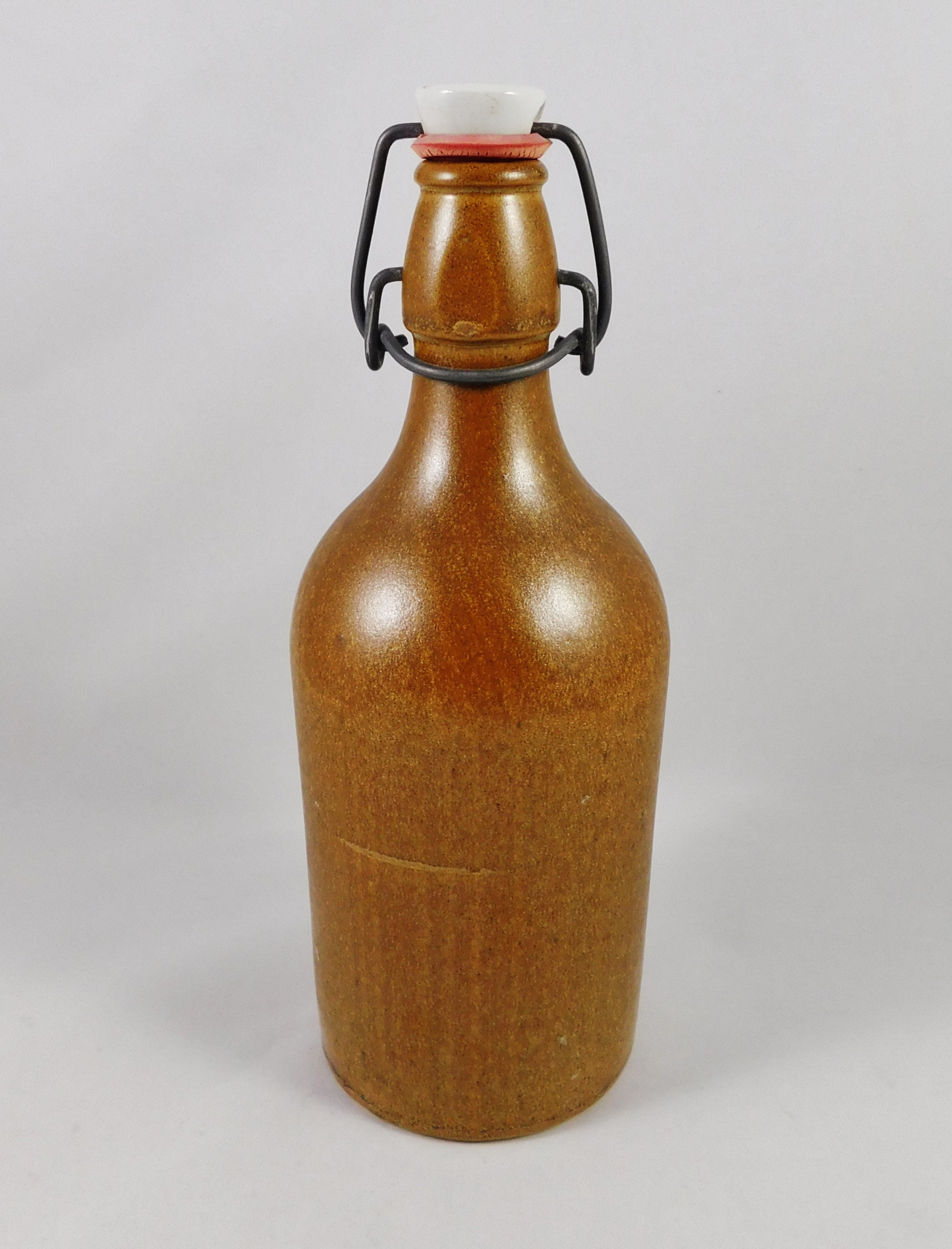 Vintage Stoneware Beer Bottle With Porcelain Wired Stopper Etsy