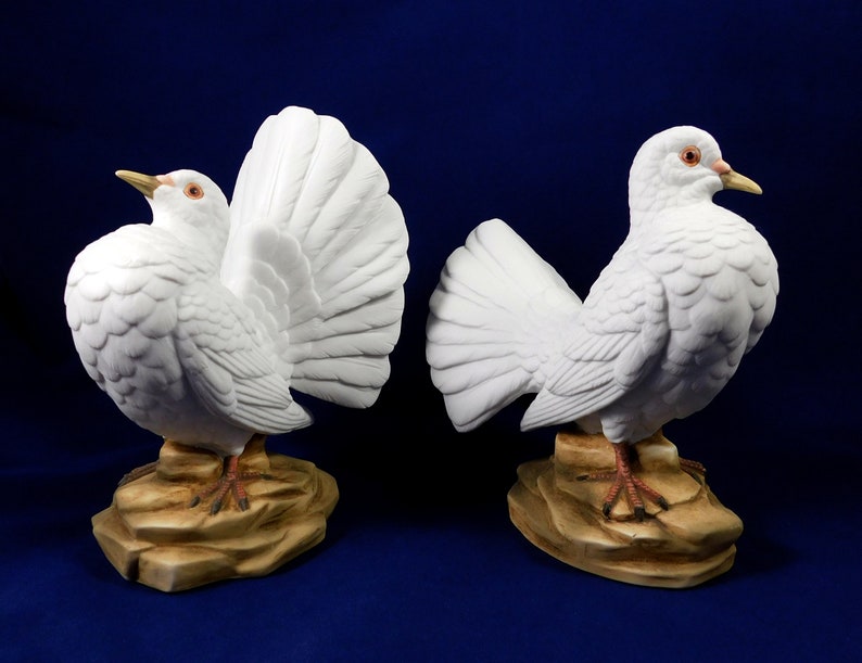 Pair Bisque Ceramic Doves Ethan Allen Figurines Made in Etsy