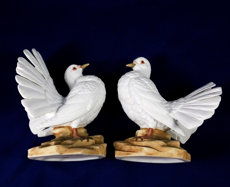 Pair Bisque Ceramic Doves Ethan Allen Figurines Made in Etsy