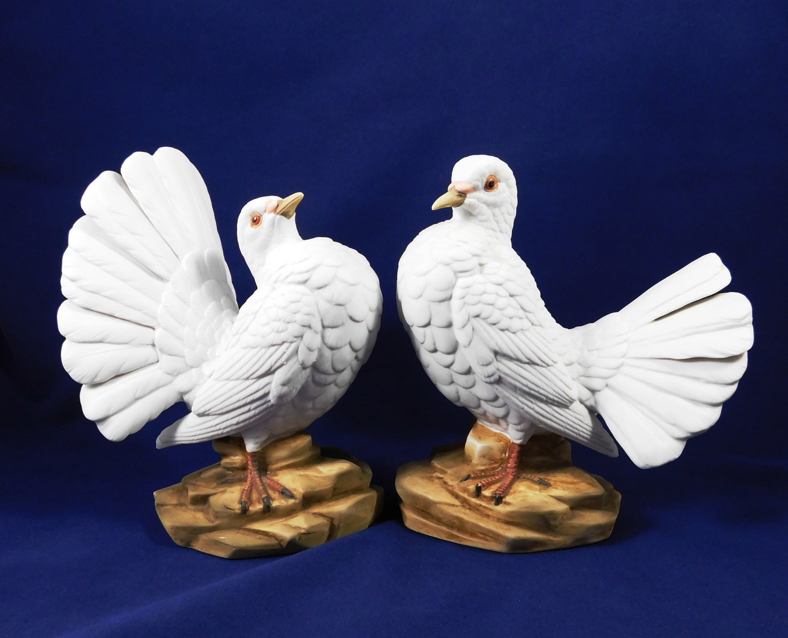 Pair Bisque Ceramic Doves Ethan Allen Figurines Made in Etsy