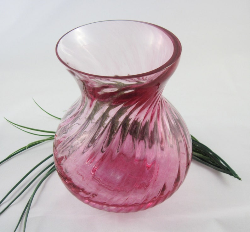 Vintage Caithness Glass Pink Swirled Vase from Scotland 1980 Etsy