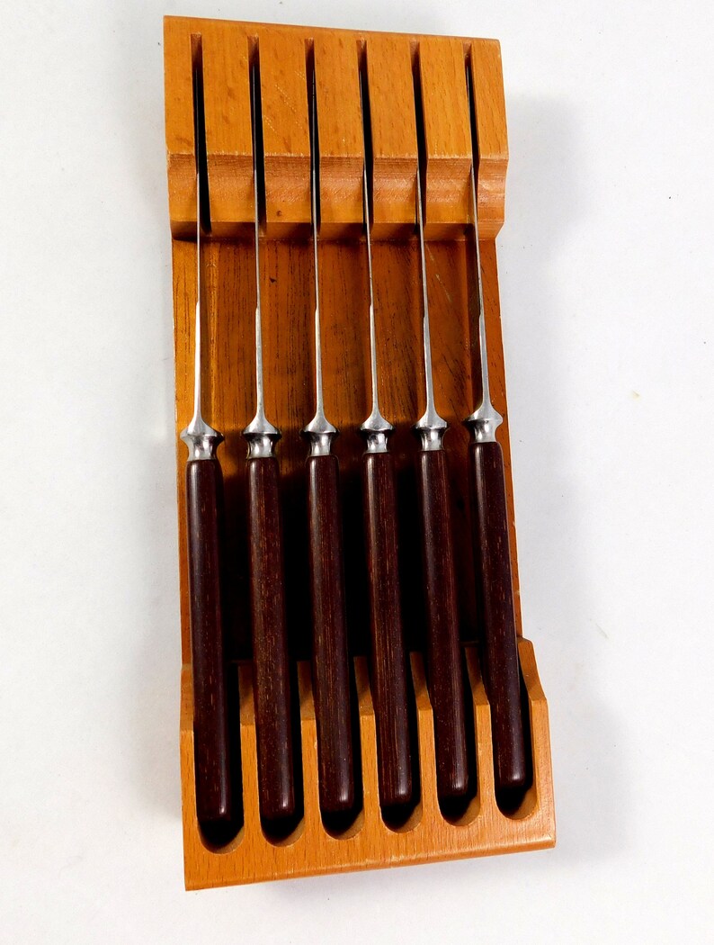 Steak Knife Set of 6 Knives in Holder with Bakelite Handles Etsy