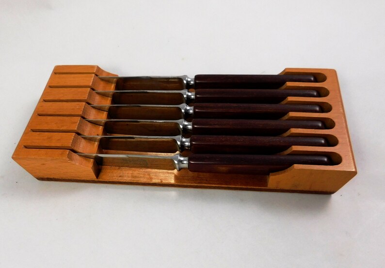 Steak Knife Set of 6 Knives in Holder with Bakelite Handles Etsy