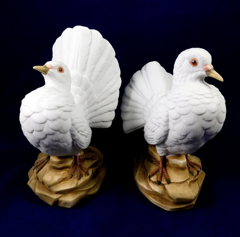 Pair Bisque Ceramic Doves Ethan Allen Figurines Made in Etsy