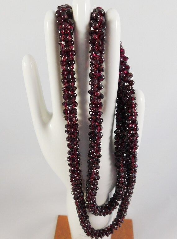 GENUINE TOP ELEGANT 243.00 CTS NATURAL RED GARNET FACETED BEADS NECKLACE PAYPAL