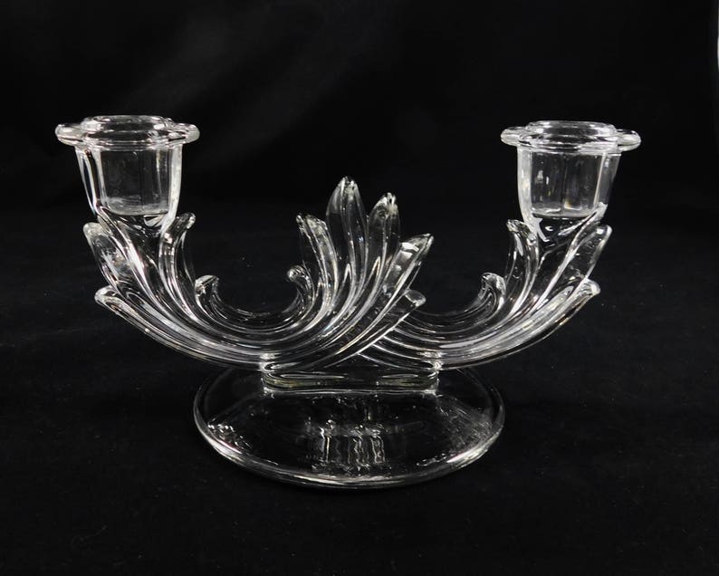 Double Candlestick Holder Fostoria Glass Baroque Centerpiece Etsy