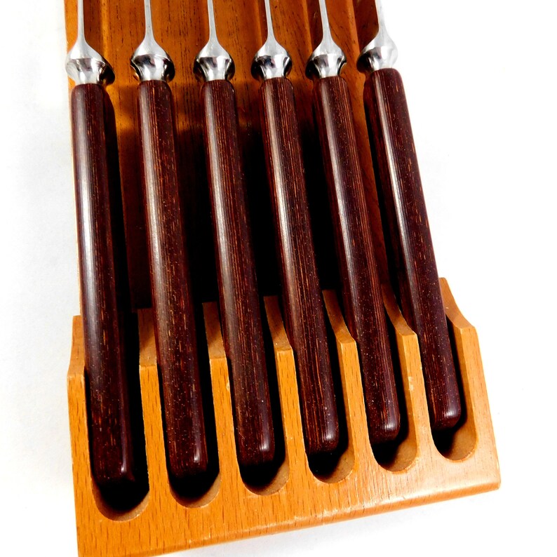 Steak Knife Set of 6 Knives in Holder with Bakelite Handles Etsy