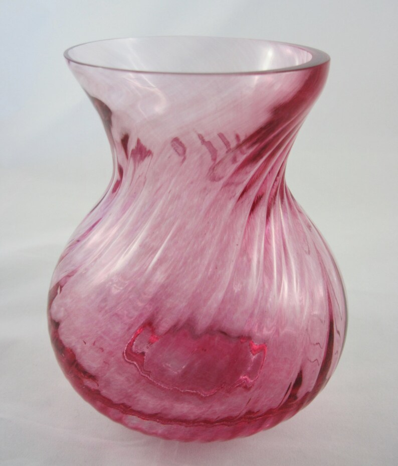 Vintage Caithness Glass Pink Swirled Vase from Scotland 1980 Etsy