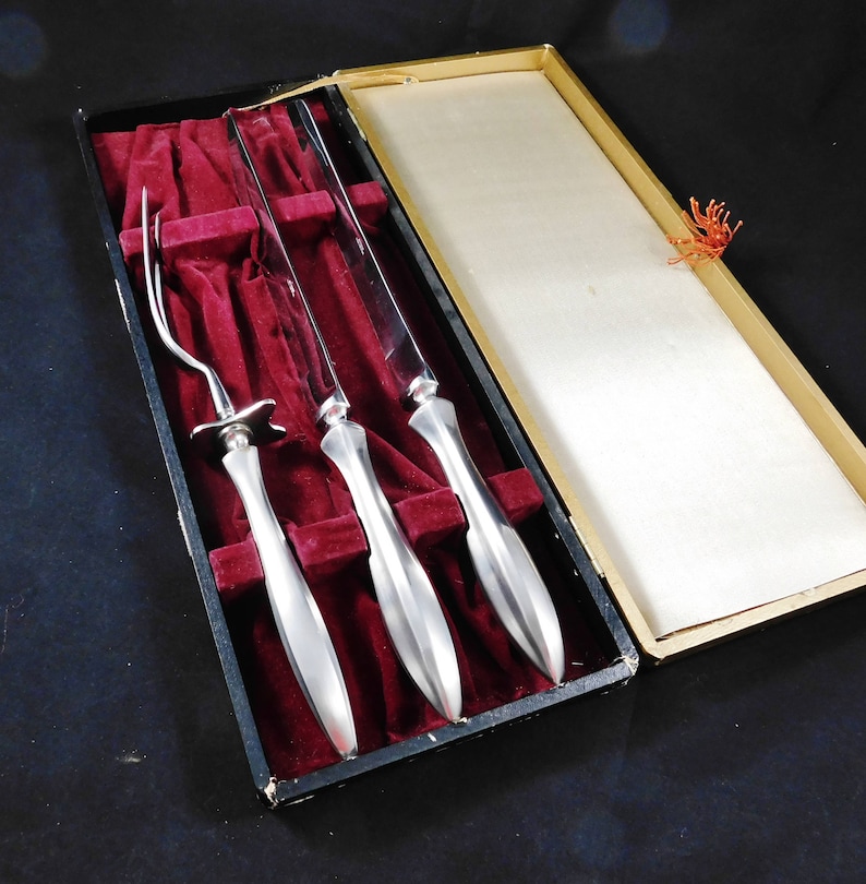 Made in Japan 3 Piece Carving Set of Stainless Steel by Empress Stainless Steel 1950/'s Original Box