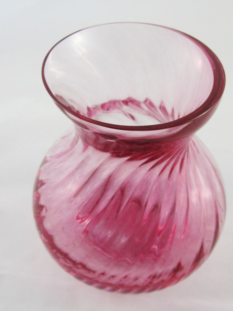Vintage Caithness Glass Pink Swirled Vase from Scotland 1980 Etsy