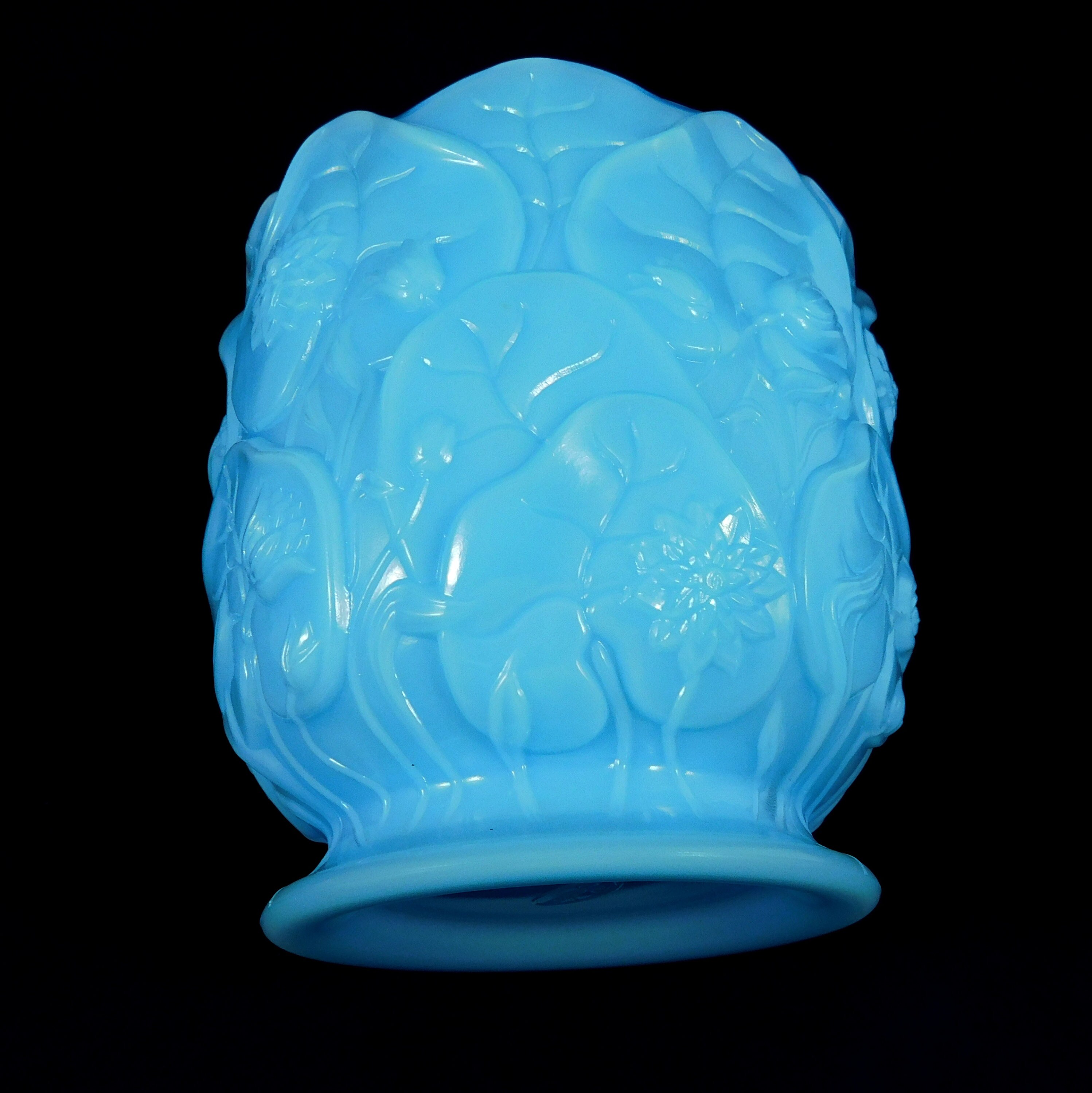 Vintage Fenton Satin Powder Blue Milk Glass Vase Water Lily Etsy