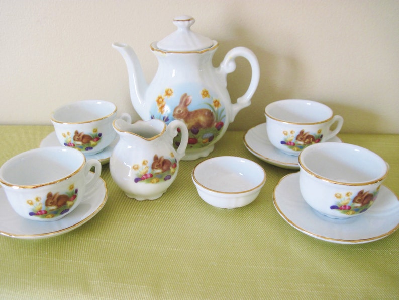 12 pc Children's Tea Set Roehler Collection Easter Bunny Etsy