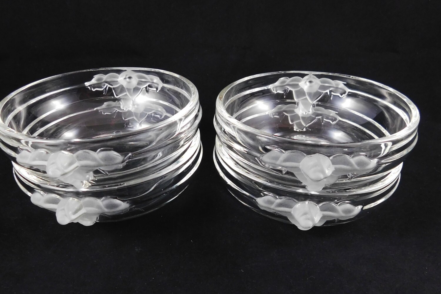 Mikasa Crystal Satin 4 Rose Fruit Dessert Bowls with Rose Buds Etsy