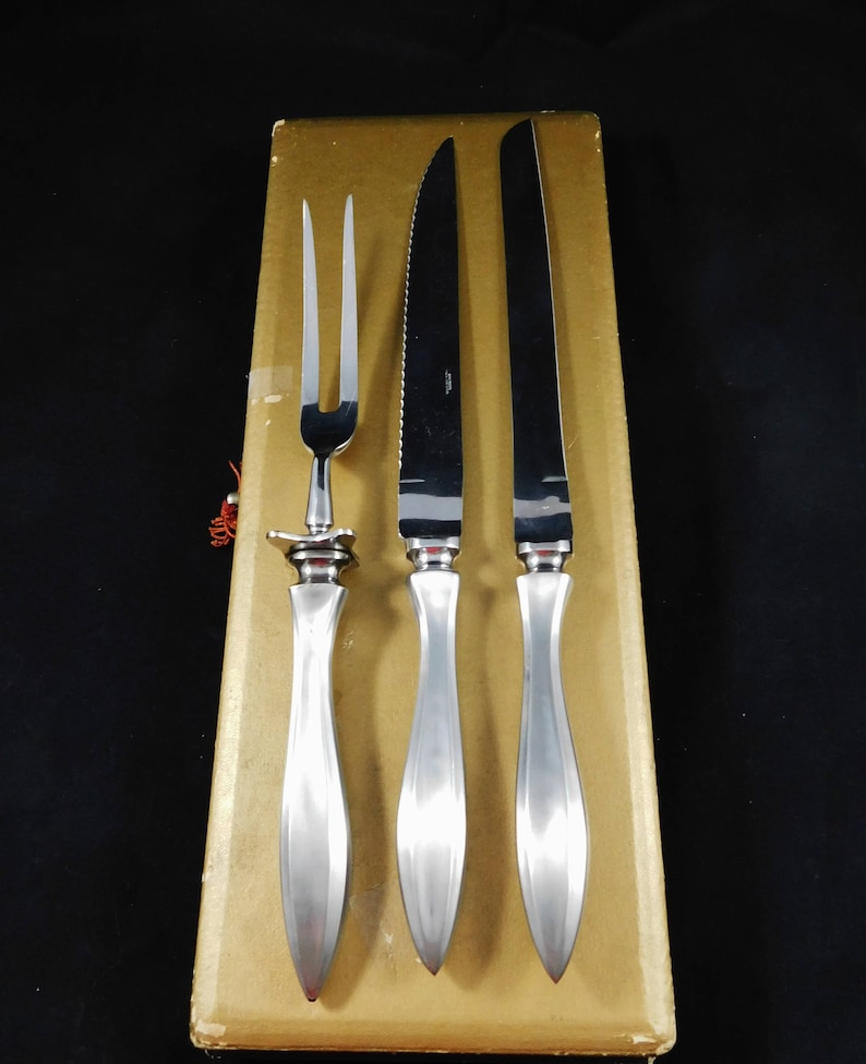 Made in Japan 3 Piece Carving Set of Stainless Steel by Empress Stainless Steel 1950/'s Original Box