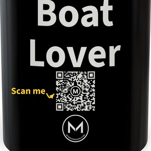 Scannable Mug | Boat Lover | Scan QR for a New Daily Mood Message | 11 Oz Black Coffee Mug Gift for Boaters and Sailors image 2