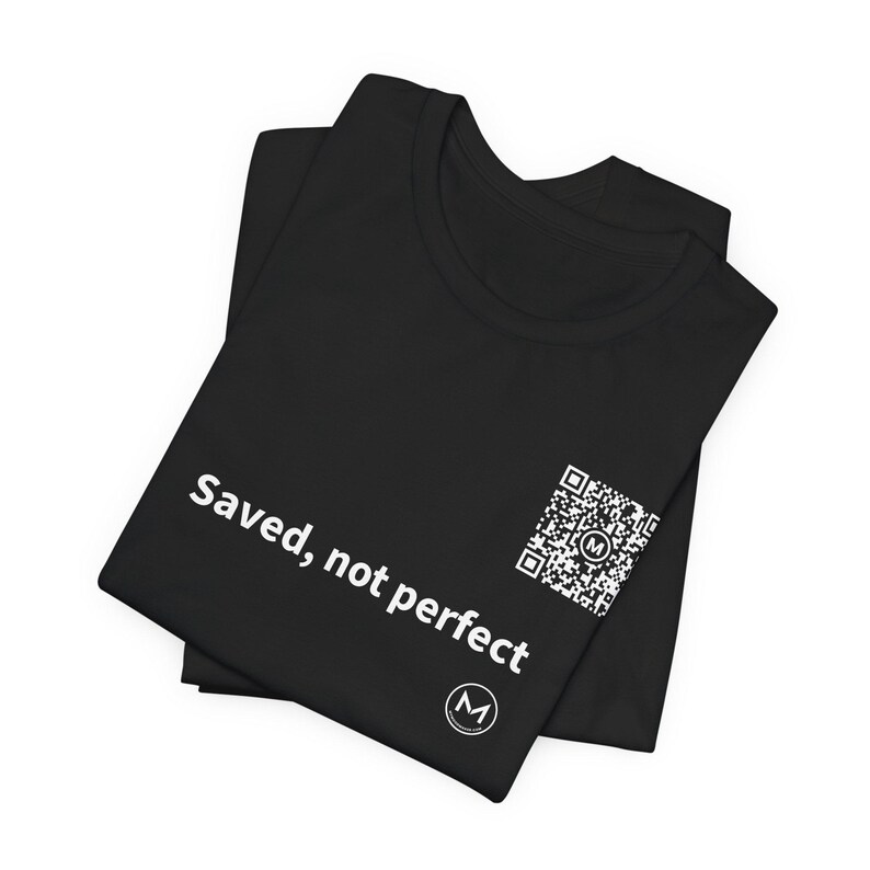Scannable Shirt | Saved, not perfect | Christian Gift for Church Friend, Pastor or Christmas image 3