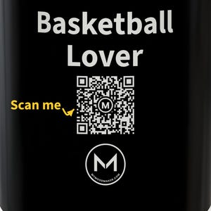 Scannable Mug | Basketball Lover | Scan QR for a New Daily Mood Message | 11 Oz Black Coffee Mug Gift for Basketball Fans image 2