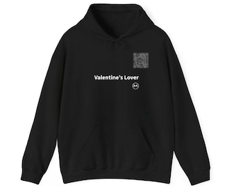 Scannable Hoodie | Valentine's Lover | Valentines Day Gift for Her, Him or Couples | Black Unisex Pullover Hoodie