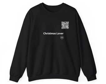 Scannable Crewneck | Christmas Lover | Scan QR for a New Daily Mood Message | Black Christmas Sweatshirt, Unisex Holiday Gift