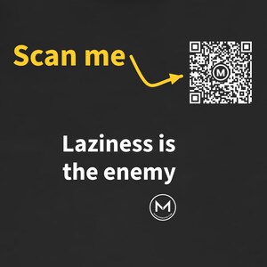 Scannable Shirt | Laziness is the enemy | Scan QR for a New Daily Mood Message | Motivation Gift for Gym or Work afbeelding 2