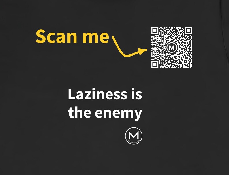 Scannable Shirt | Laziness is the enemy | Scan QR for a New Daily Mood Message | Motivation Gift for Gym or Work afbeelding 2