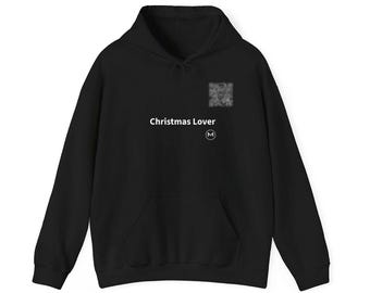 Scannable Hoodie | Christmas Lover | Scan QR for a New Daily Mood Message | Black Christmas Hoodie, Unisex Holiday Gift