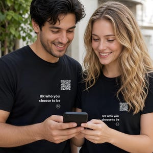 Scannable Shirt | UR who you choose to be | Scan QR for a New Daily Mood Message | Empowering Gift for Friends or Grads image 5