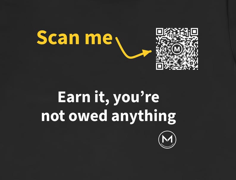 Scannable Shirt | Earn it, you're not owed anything | Scan QR for a New Daily Mood Message | Motivation Gift for Gym, Work or Grads imagen 2