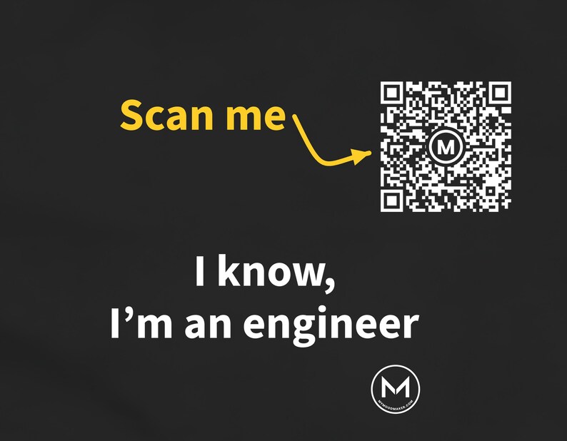 Scanbaar shirt | Ik weet het, ik ben een ingenieur | Damesshirt | Scan de QR-code voor een nieuwe dagelijkse stemmingsboodschap | Grappig cadeau voor een ingenieur, voor haar of voor een afstudering afbeelding 2