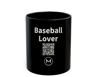 Scannable Mug | Baseball Lover | Scan QR for a New Daily Mood Message | 11 Oz Black Coffee Mug Gift for Baseball Fans