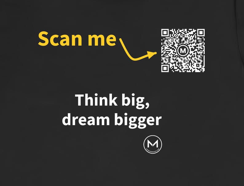 Scannable Shirt | Think big, dream bigger | Scan QR for a New Daily Mood Message | Inspirational Gift for Dreamers 画像 2