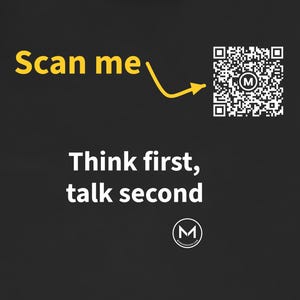 Scannable Shirt | Think first, talk second | Scan QR for a New Daily Mood Message | Funny Advice Gift for Coworker or Friend image 2