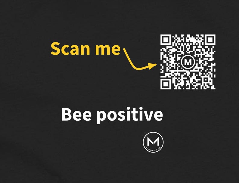 Scannable Shirt | Bee positive Women's Tee | Scan QR for a New Daily Mood Message | Positive Gift for Her, Teacher or Bee Lover image 2