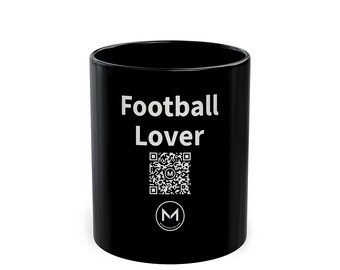 Scannable Mug | Football Lover | Scan QR for a New Daily Mood Message | 11 Oz Black Coffee Mug Gift for Football Fans