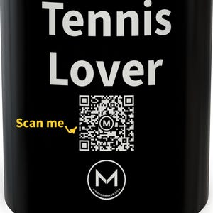Tazza scansionabile / Per gli amanti del tennis / Scansiona il codice QR per un nuovo messaggio di buon umore giornaliero / Tazza da caffè nera da 325 ml, regalo perfetto per gli appassionati di tennis immagine 2