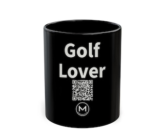 Scannable Mug | Golf Lover | Scan QR for a New Daily Mood Message | 11 Oz Black Coffee Mug Gift for Golf Fans