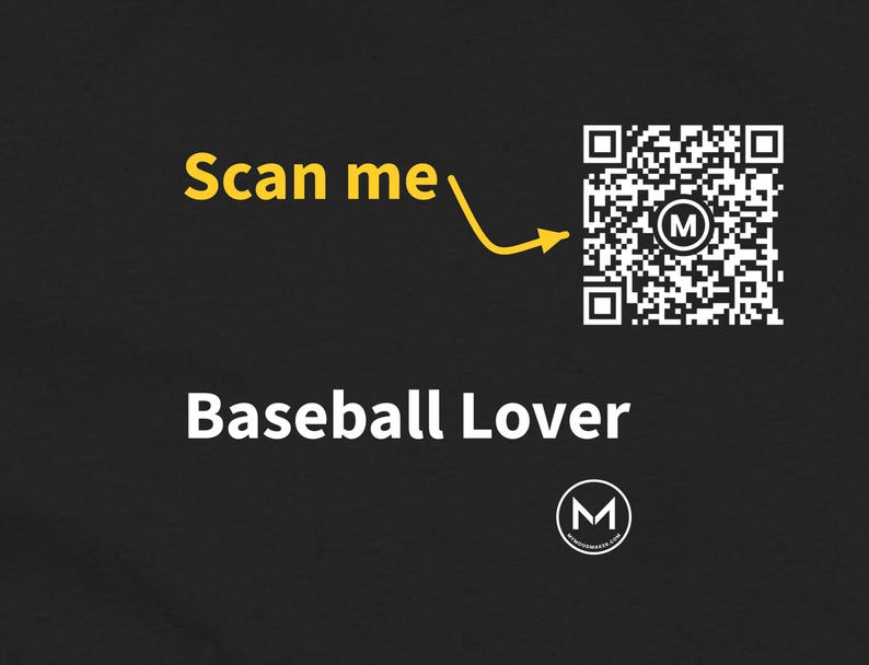 Scannable Shirt | Baseball Lover Women's Tee | Scan QR for a New Daily Mood Message | Baseball Fan Gift for Her, Mom or Grandma image 2